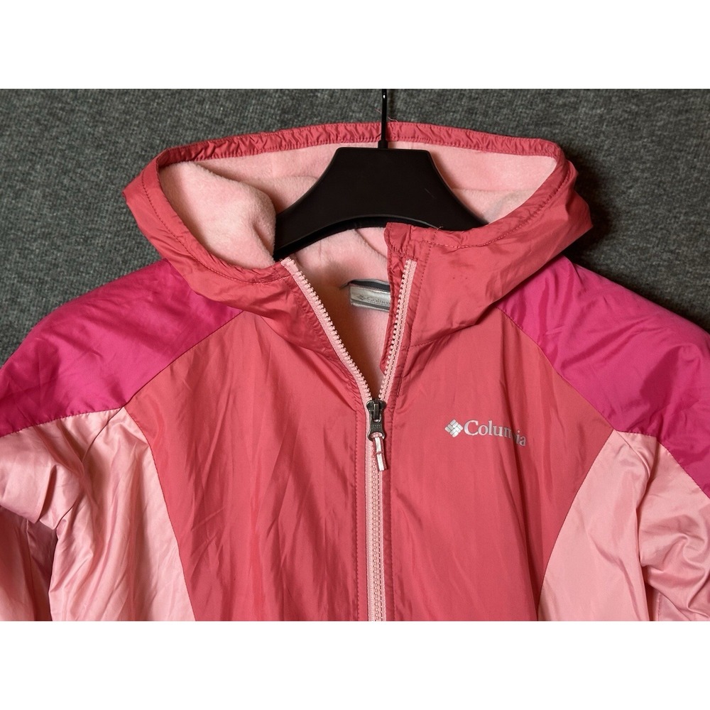 Columbia Jacket Girls 14 /16 Pink Windbreaker Colorblock PFG Vented Lightweight - Picture 2 of 9